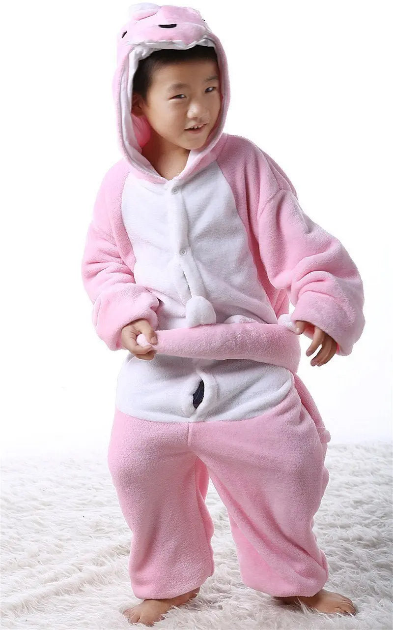 Kids Onesies Pink Dinosaur Animal Pajamas Kigurumi Costume - Pajamasbuy