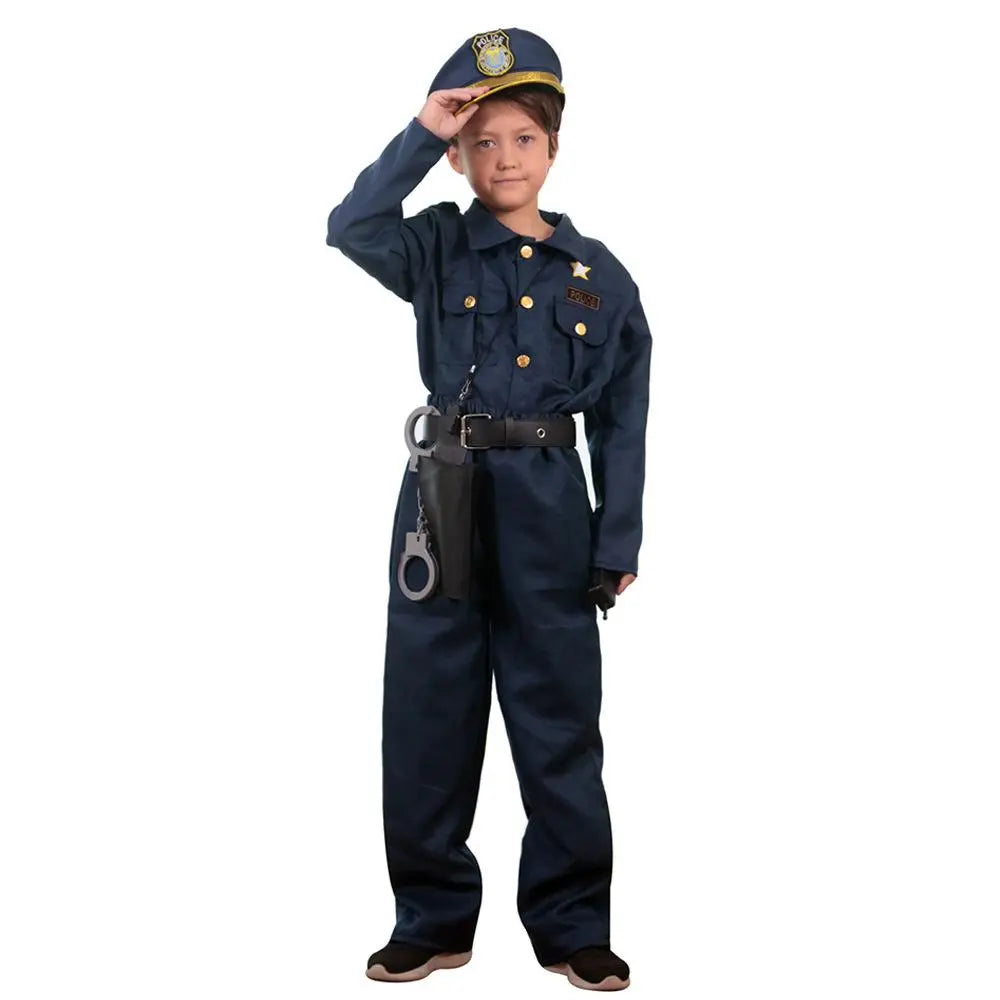 Kids Police Cop Costume for Boys Police Office Costume Halloween Cosplay Party - Pajamasbuy