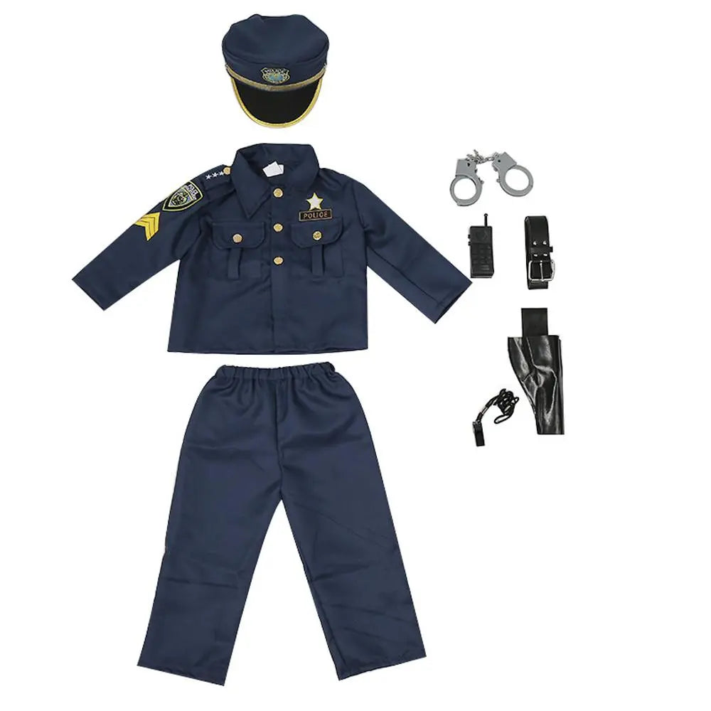 Kids Police Cop Costume for Boys Police Office Costume Halloween Cosplay Party - Pajamasbuy