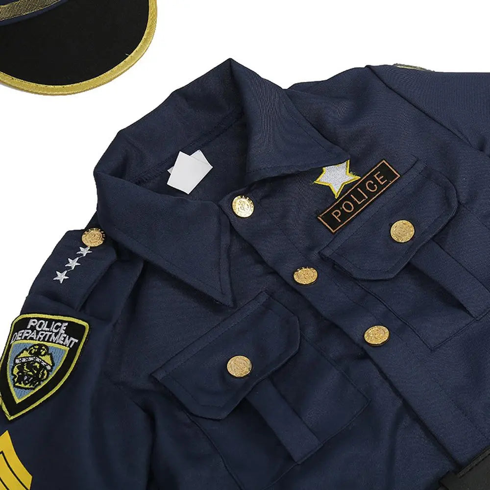 Kids Police Cop Costume for Boys Police Office Costume Halloween Cosplay Party - Pajamasbuy