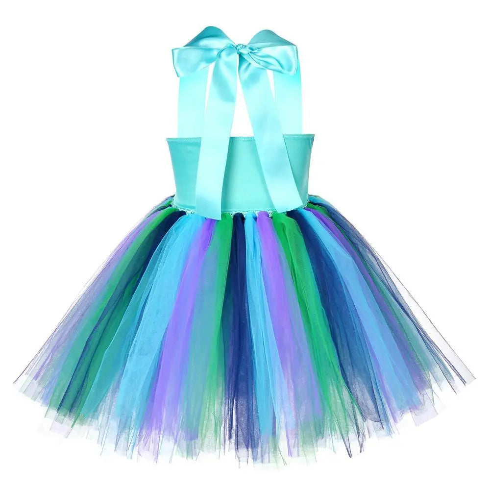 Kids Sequin Peacock Feather Costume Girls Easter Carnival Party Dress - Pajamasbuy