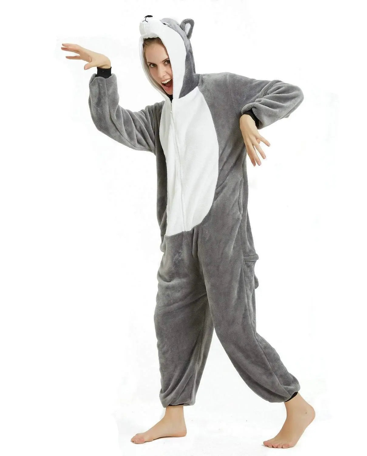 Long - haired Husky Dog Kigurumi Onesies Pajamas Costume - Pajamasbuy