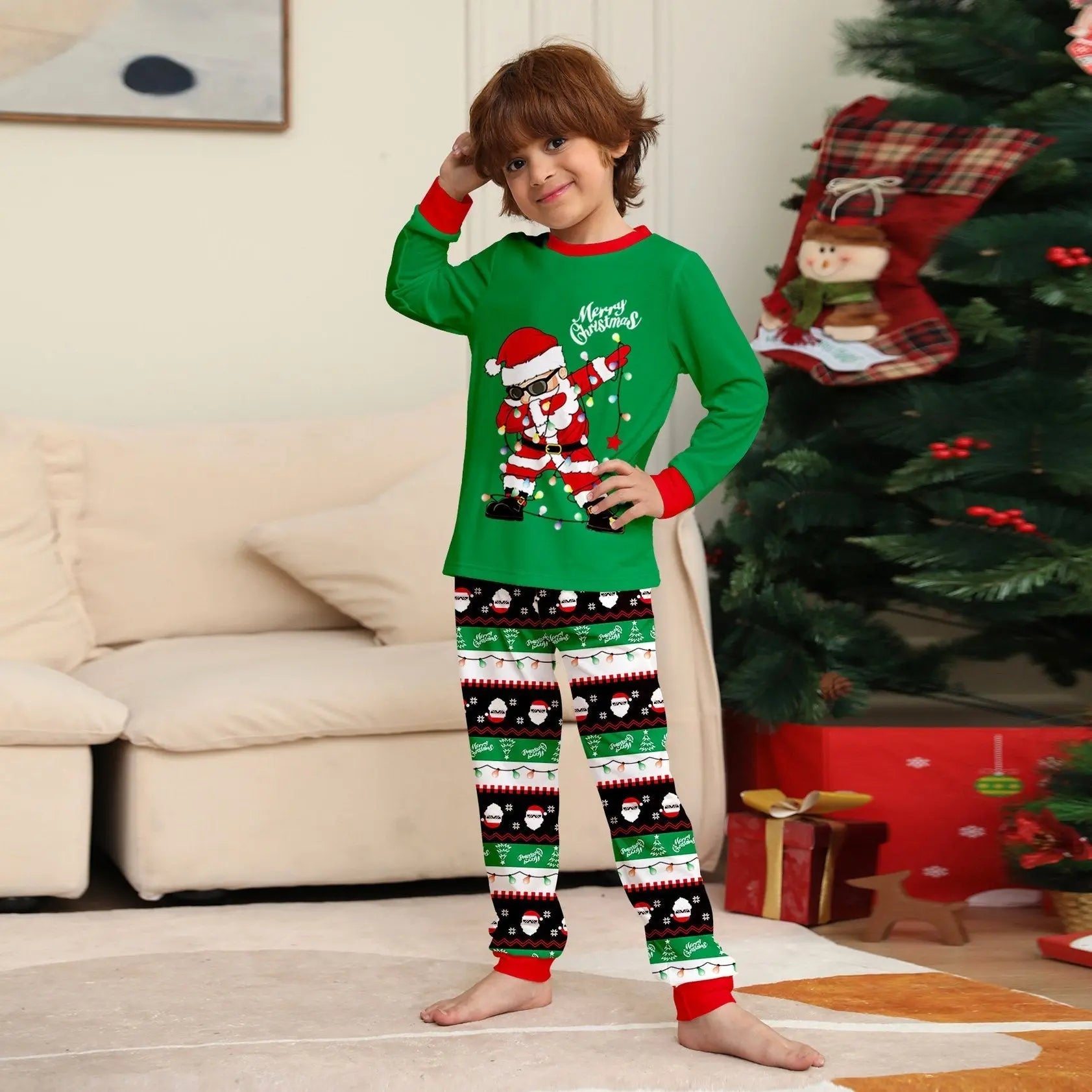 Matching Family Pajamas Christmas Pajamas Santa Claus Print Adults Kids Babies Costume-Pajamasbuy