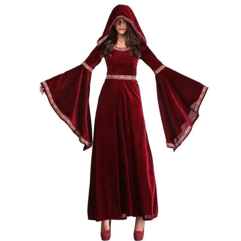 Medieval Halloween costume Victorian dress Renaissance burgundy dress - Pajamasbuy