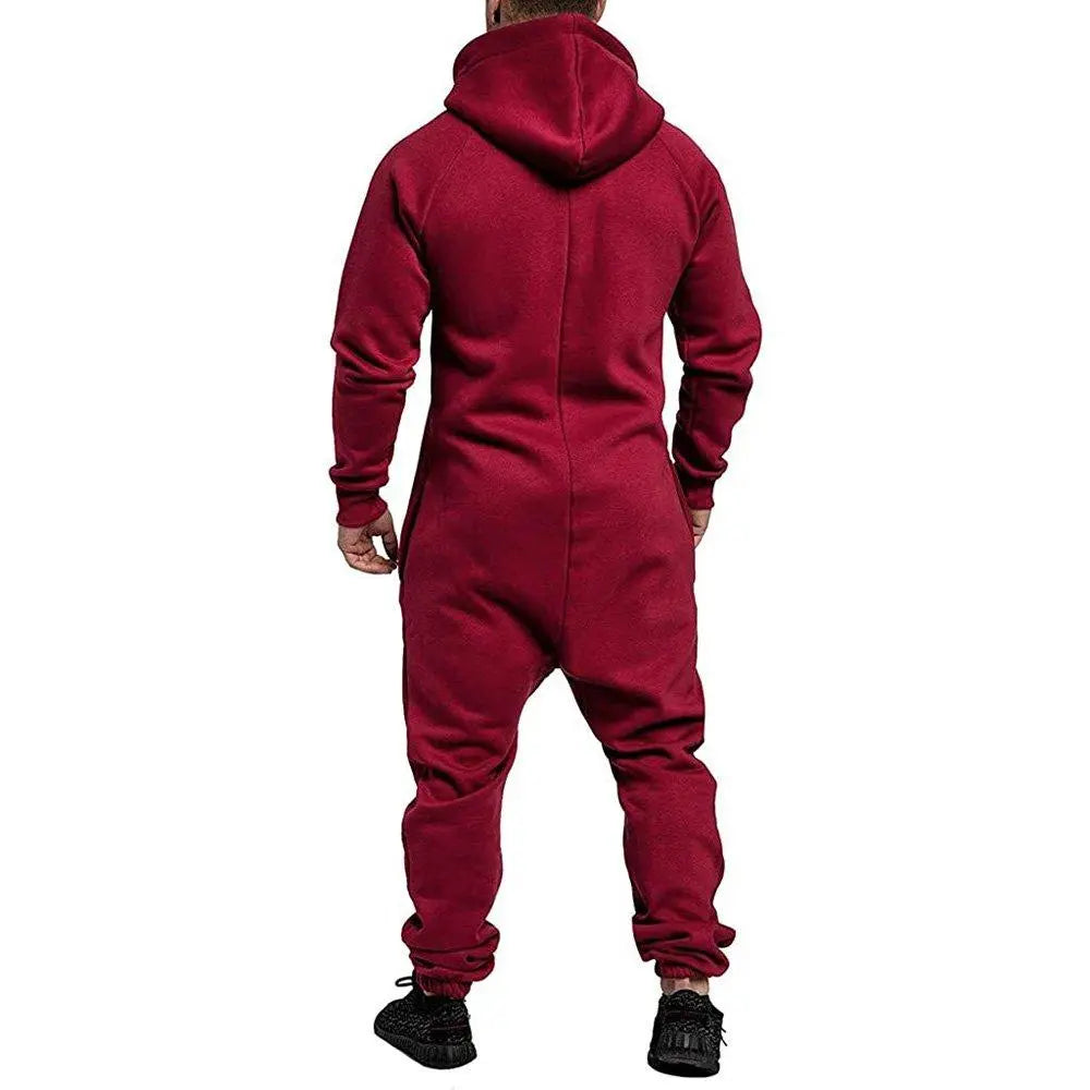 Mens Hooded Zip jumpsuits Onesies One Piece Overalls Tracksuit with Pockets - Pajamasbuy