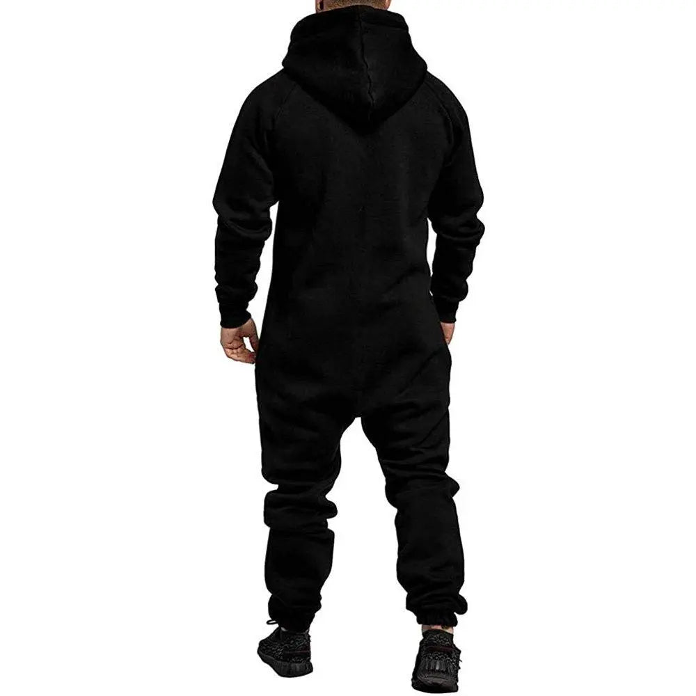 Mens Hooded Zip jumpsuits Onesies One Piece Overalls Tracksuit with Pockets - Pajamasbuy