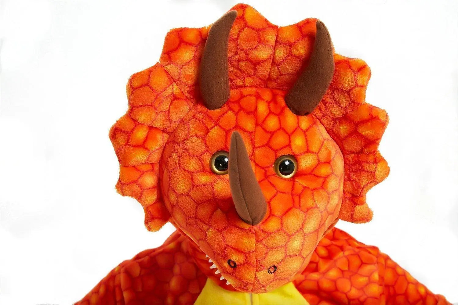 Orange triceratops Dragon Adult Kid Kigurumi Onesies Pajamas Costume - Pajamasbuy