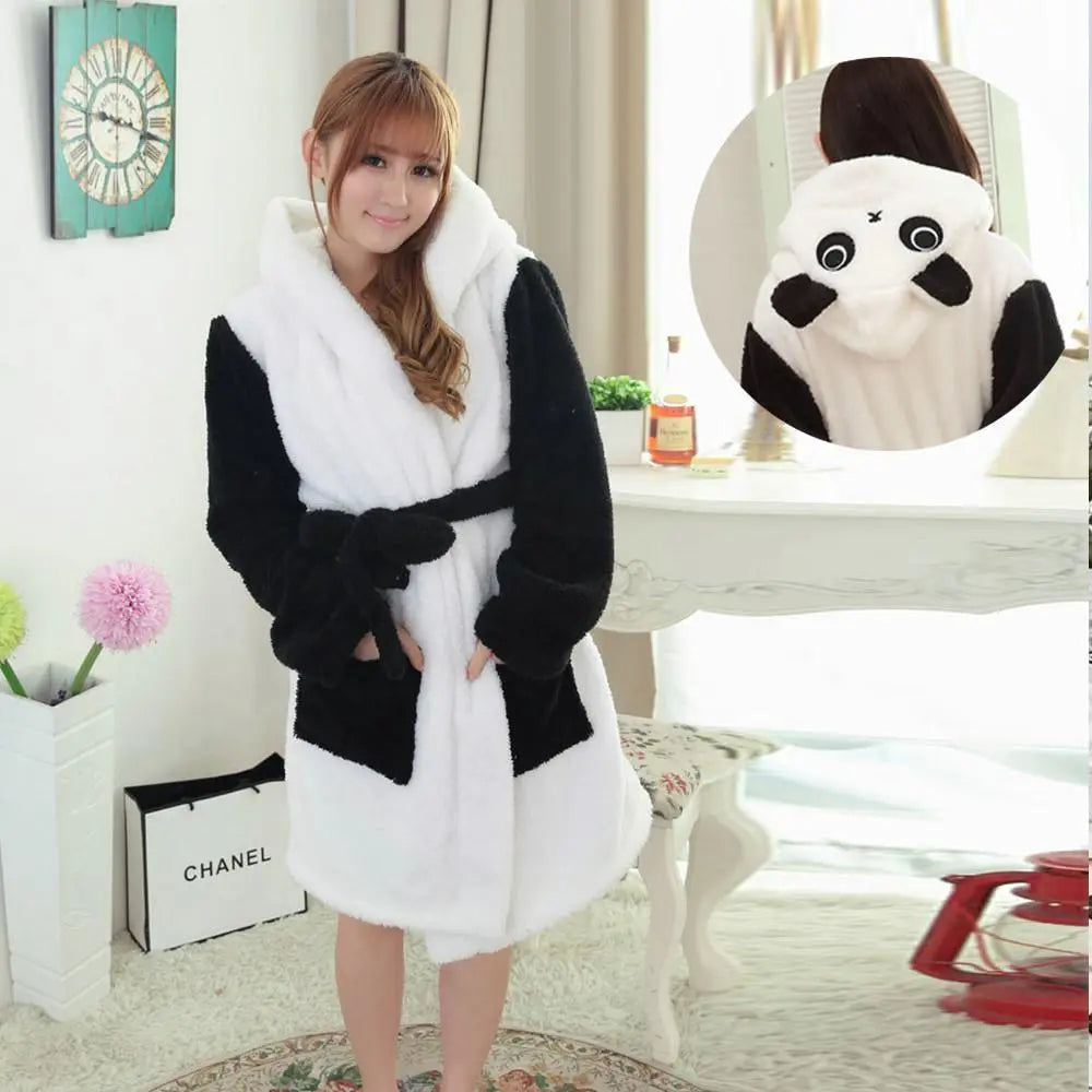 Panda Kigurumi Pajamas Winter Warm Couple Sleepwear Robe - Pajamasbuy