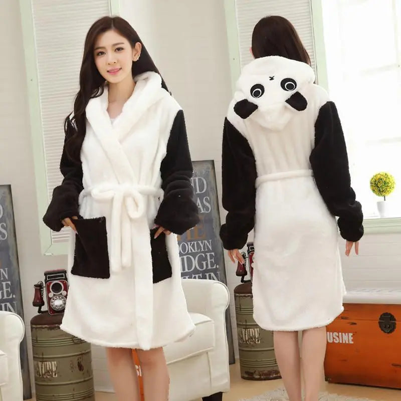 Panda Kigurumi Pajamas Winter Warm Couple Sleepwear Robe - Pajamasbuy