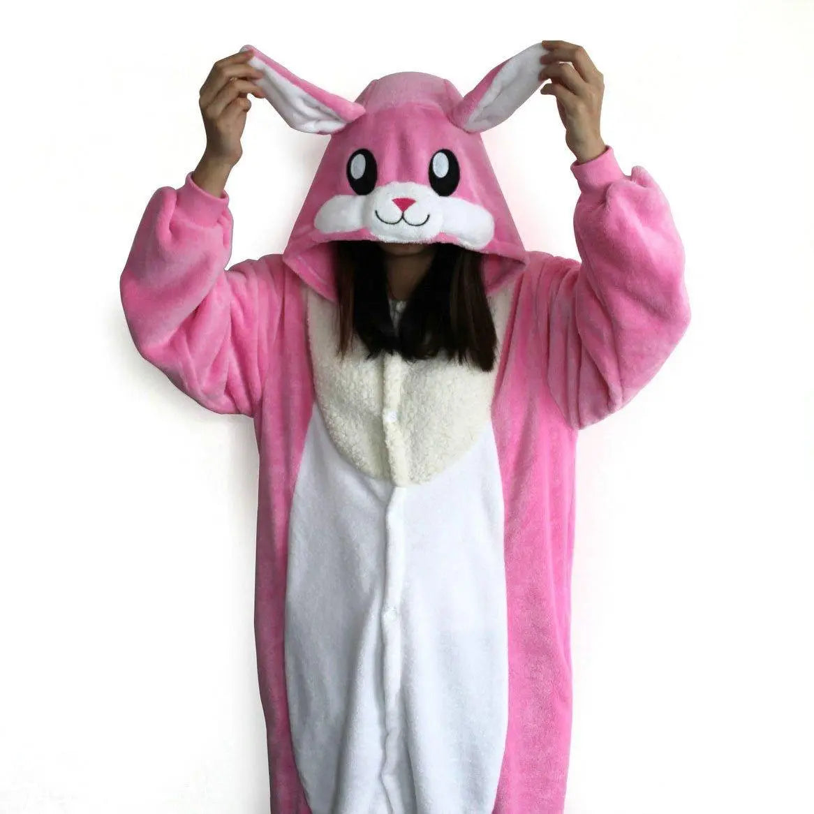 Pink Rabbit Onesies Hoodie Pajamas Animal Costume Kigurumi - Pajamasbuy