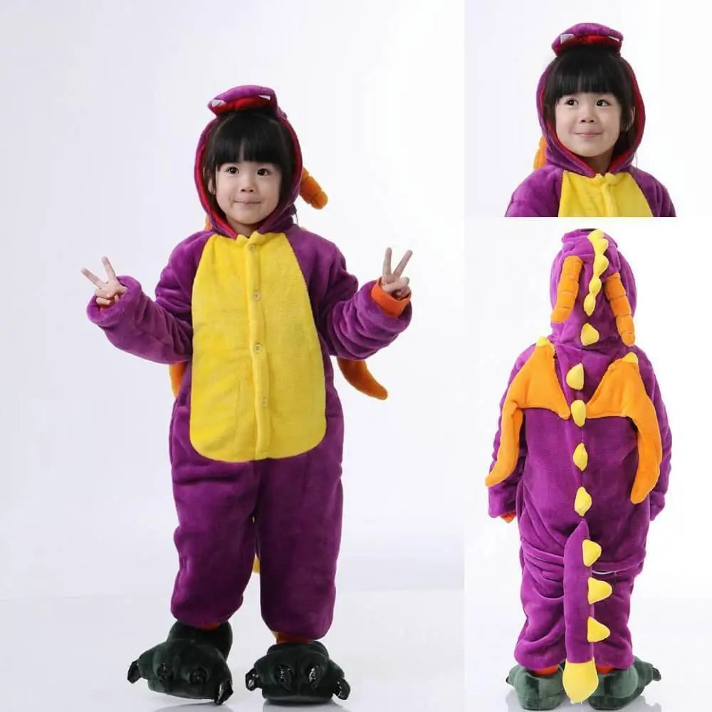 Purple Spyro The Dragon Kids Kigurumi Onesies Hoodie Pajamas - Pajamasbuy