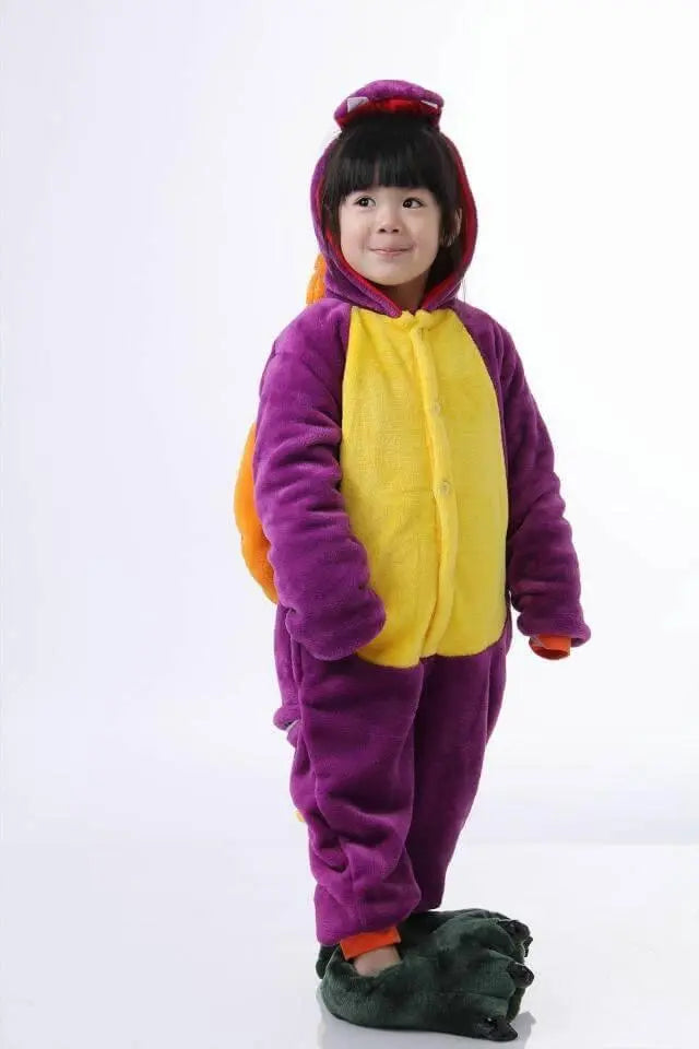 Purple Spyro The Dragon Kids Kigurumi Onesies Hoodie Pajamas - Pajamasbuy