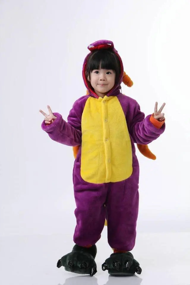 Purple Spyro The Dragon Kids Kigurumi Onesies Hoodie Pajamas - Pajamasbuy