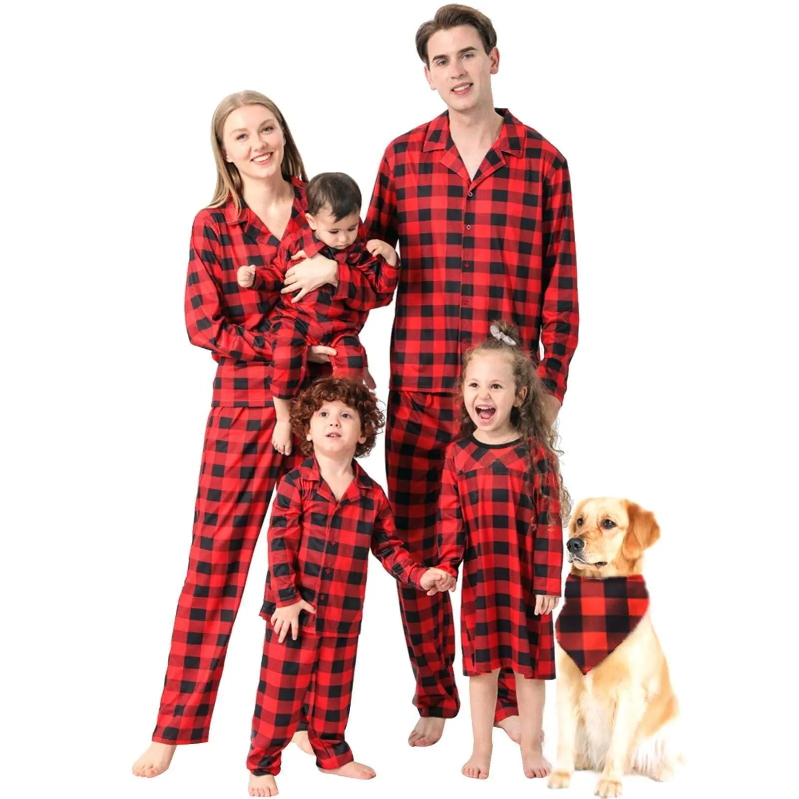 Red plaid Christmas Family Couples Matching Pajamas Party Sets - Pajamasbuy