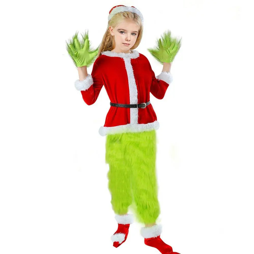 Santa Claus Tops Green Hairy The Grinch Set Christmas Costume Children - Pajamasbuy