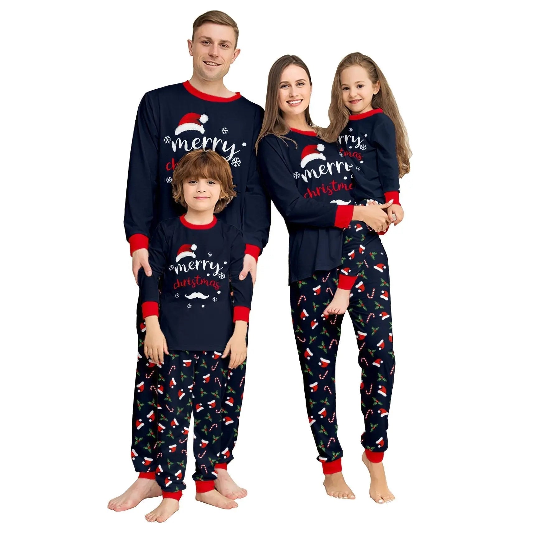 Santa Hat White Beard Print Christmas Family Matching Pajamas Party Sets - Pajamasbuy