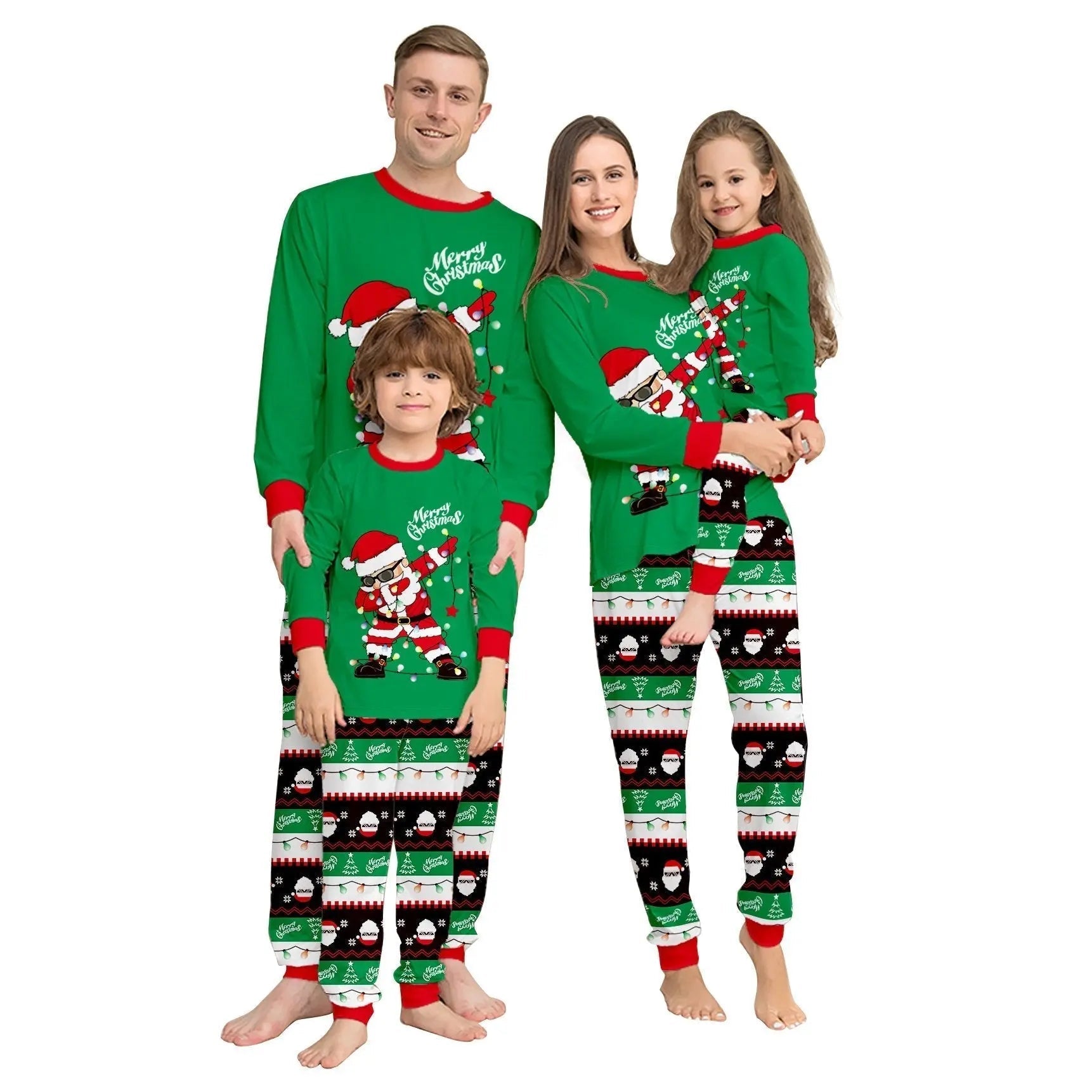 Santa Light Print Christmas Family Couples Matching Pajamas Party Sets - Pajamasbuy