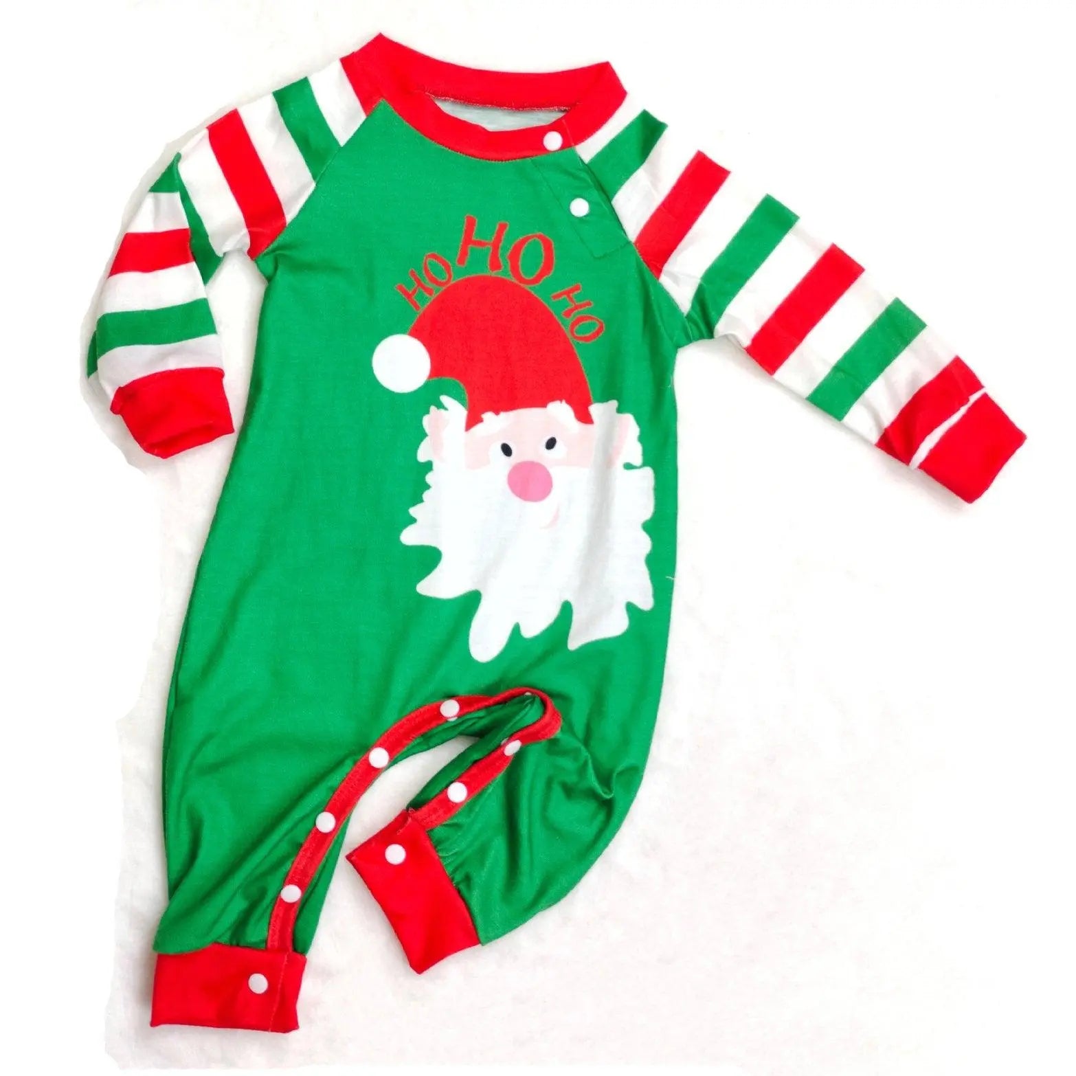 Santa Stripes Green White Christmas Family Couples Matching Pajamas Party Sets - Pajamasbuy