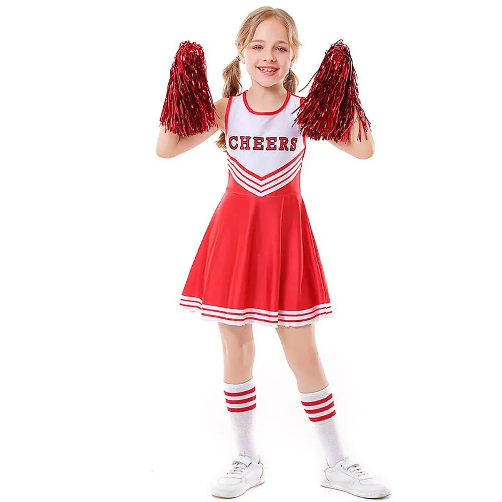 School Cheerleading Uniform Costume Cheerleader Party Dress Halloween Outfit Dress Up For Girls - Pajamasbuy