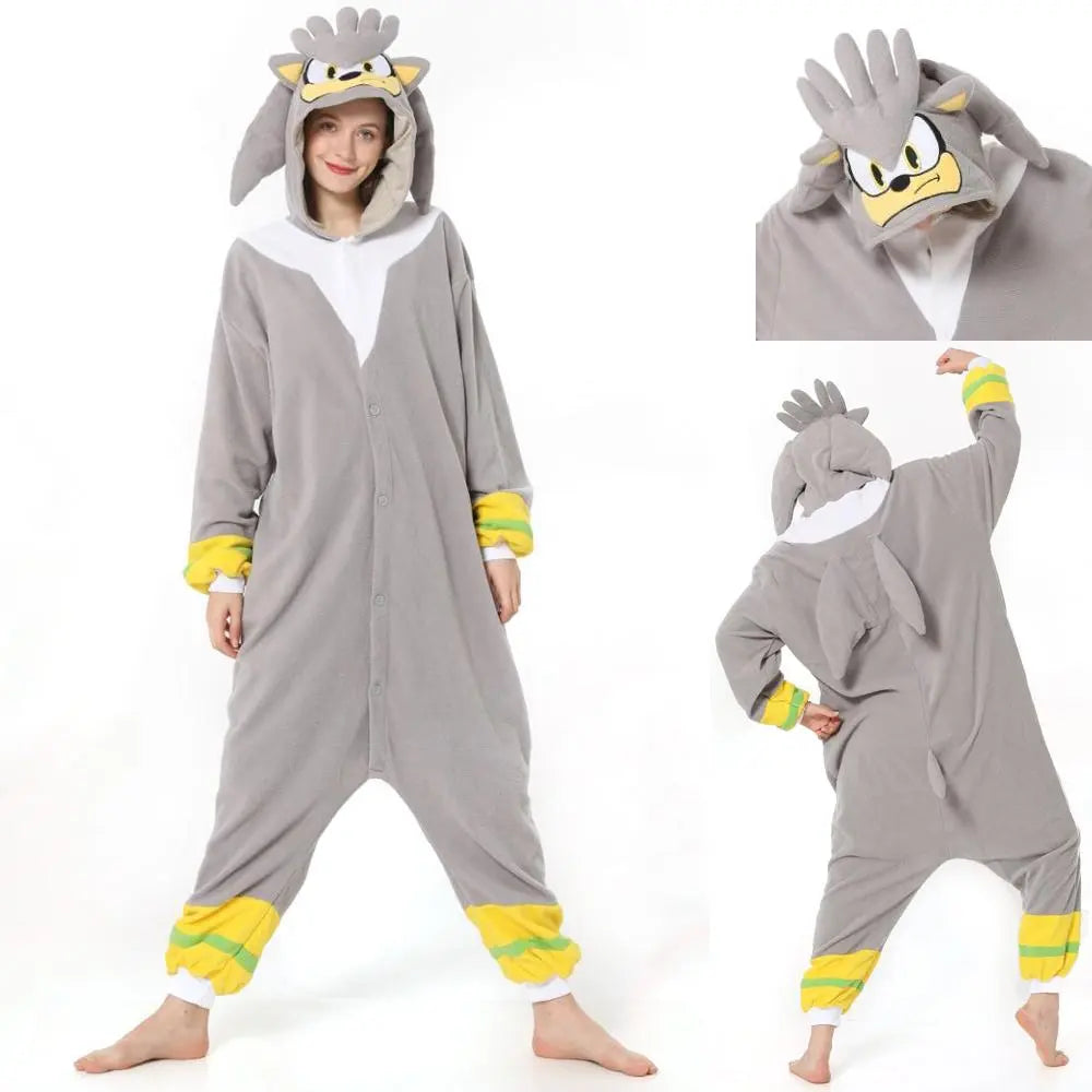 Silver the Hedgehog kigurumi onesies anime pajamas Costume| PajmasBuy