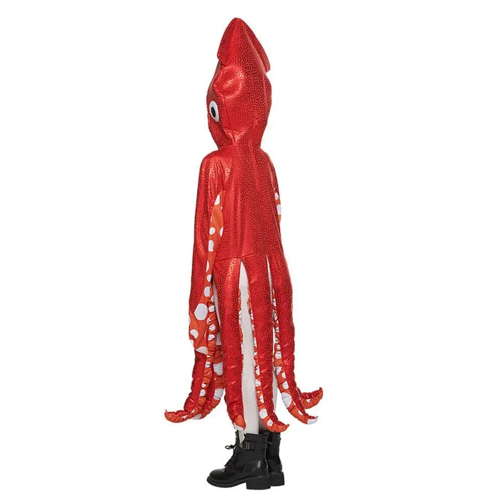 Squid Costume Red Leggings Jumpsuit Marine Life Cosplay Halloween Christmas School Party for Kids - Pajamasbuy