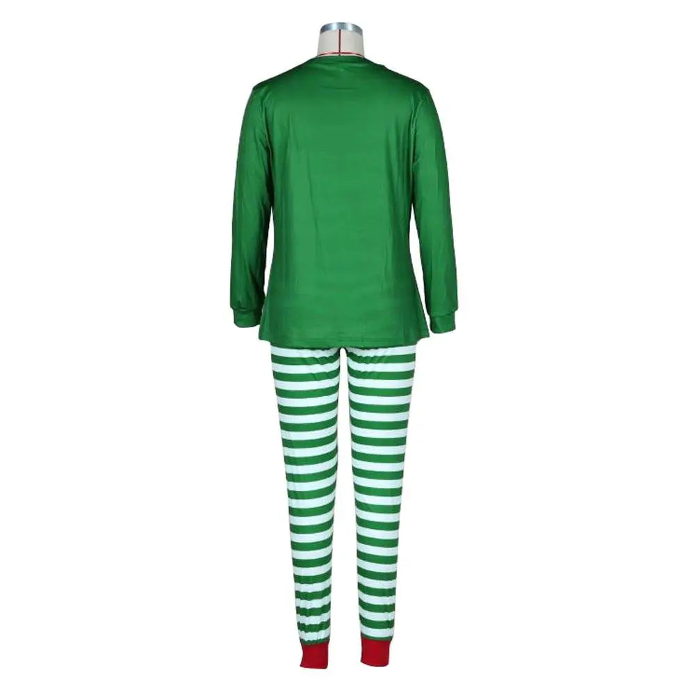 The Grinch Santa Hat Green Stripes Print Christmas Family Matching Pajamas Set - Pajamasbuy