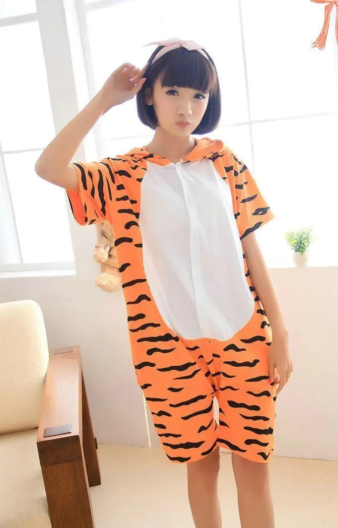 Tigger Pajamas Onesie Hoodie Kigurumi Short Sleeve Costume - Pajamasbuy