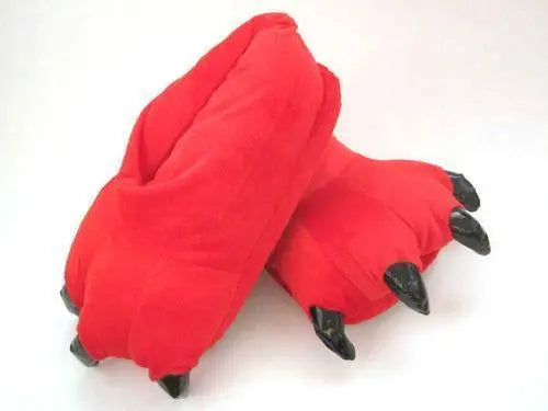 Unisex Animal Red bird Fox Ali cosplay Kigurumi fleece slippers shoes - Pajamasbuy