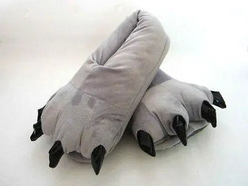 Unisex Animal Totoro Grey cosplay Kigurumi fleece slippers shoes - Pajamasbuy