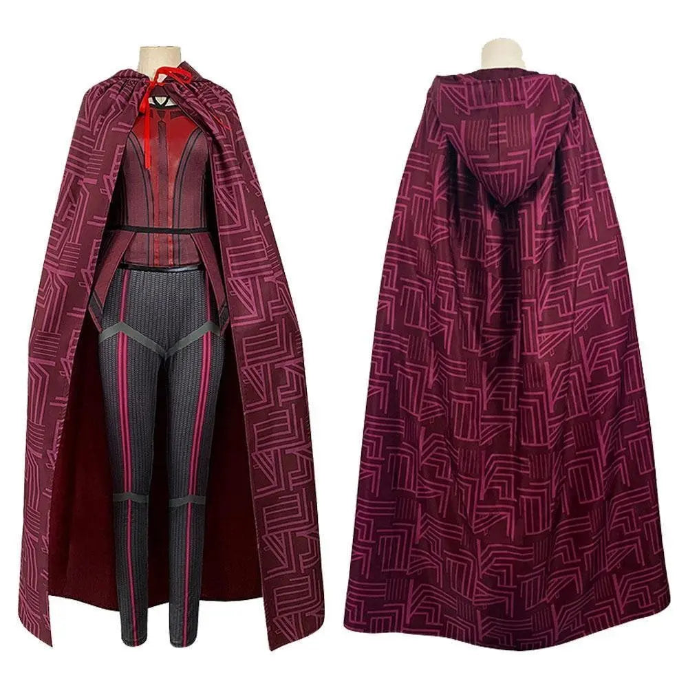 Wanda Maximoff Costume Cosplay Jumpsuit Red Witch Cloak Halloween Outfit for Woman - Pajamasbuy