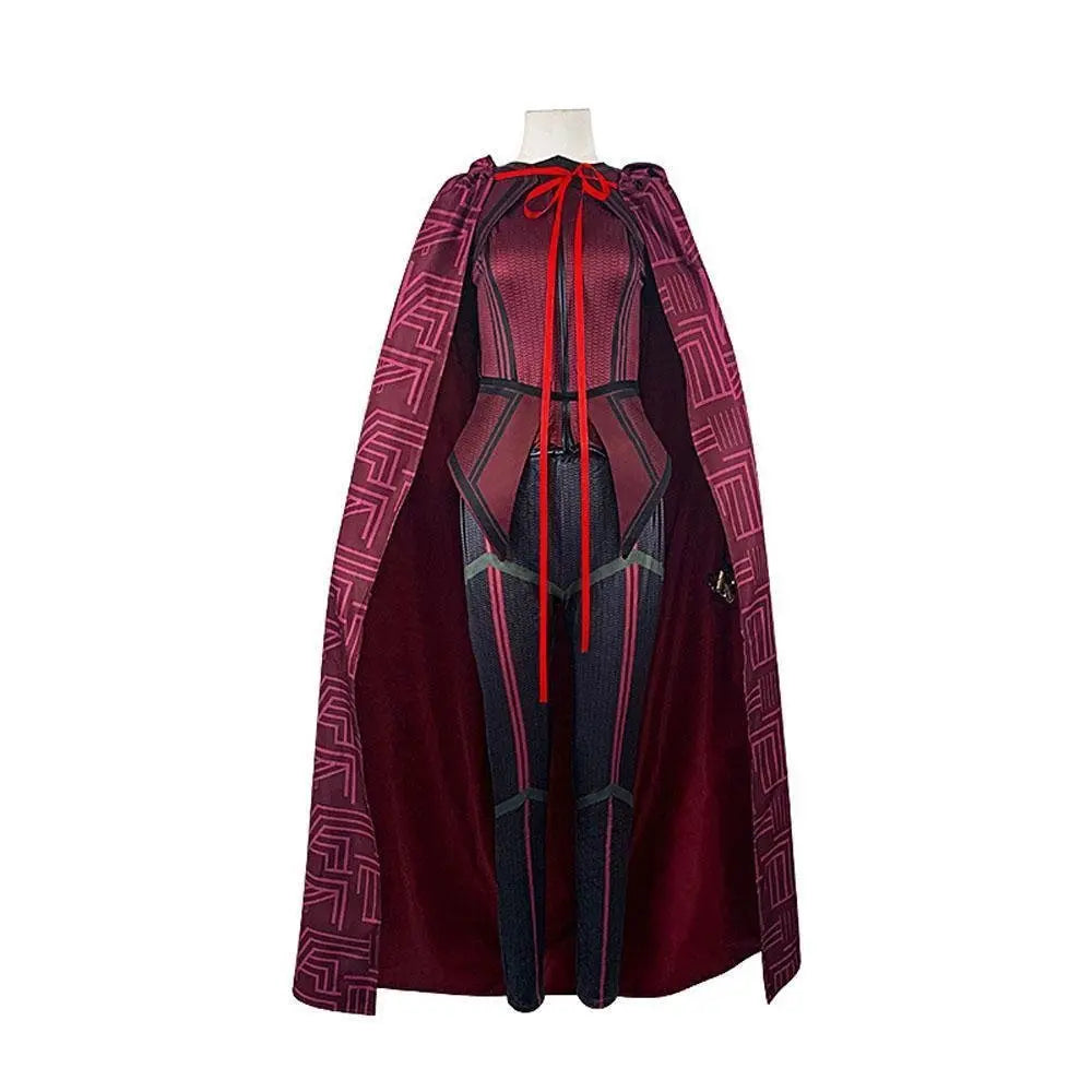 Wanda Maximoff Costume Cosplay Jumpsuit Red Witch Cloak Halloween Outfit for Woman - Pajamasbuy