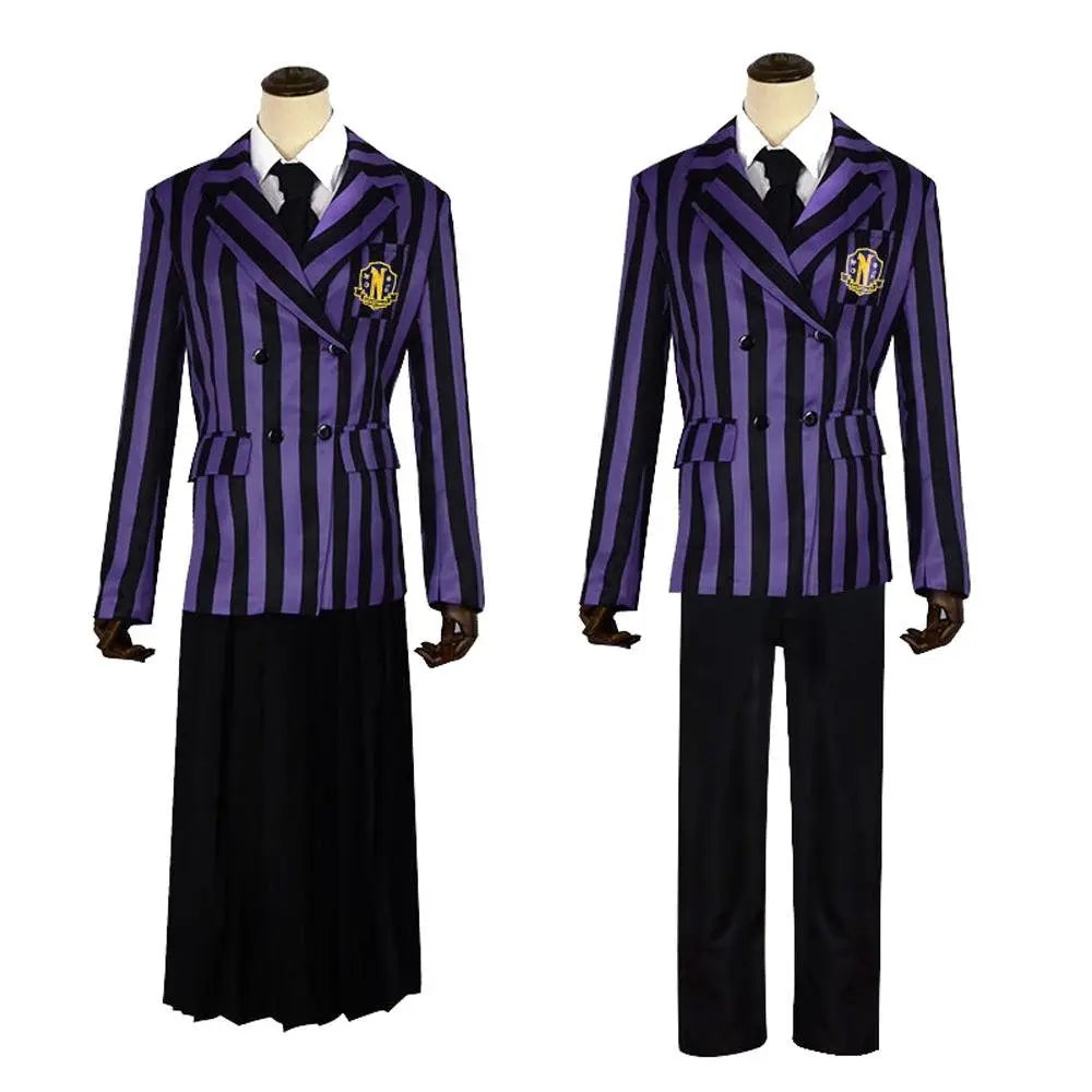 Wednesday Costume The Addams Family Cosplay Costumes Purple Skirt Suit For Adult - Pajamasbuy