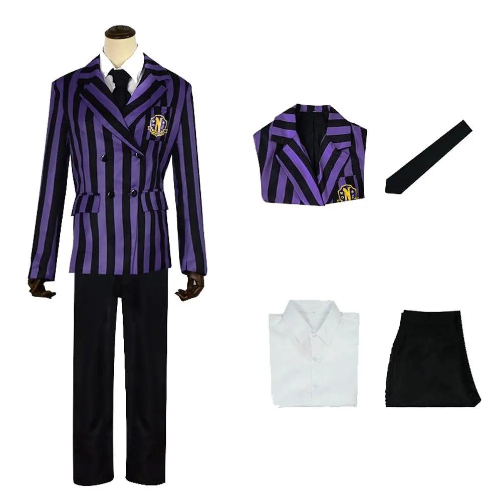 Wednesday Costume The Addams Family Cosplay Costumes Purple Skirt Suit For Adult - Pajamasbuy