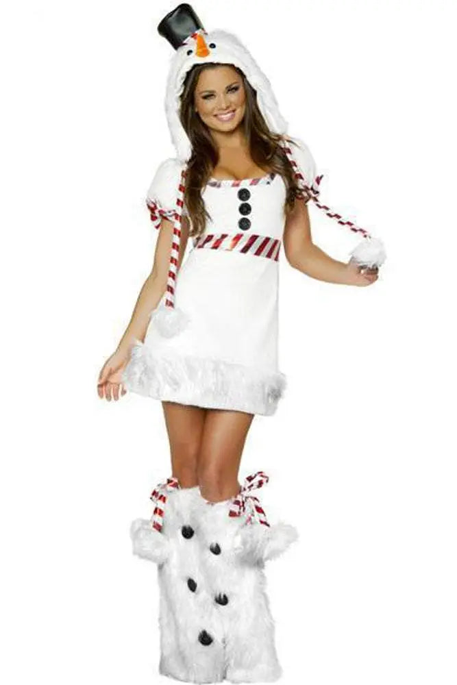 White Snowman Costume Woman Dress Halloween Christmas Party Wear - Pajamasbuy