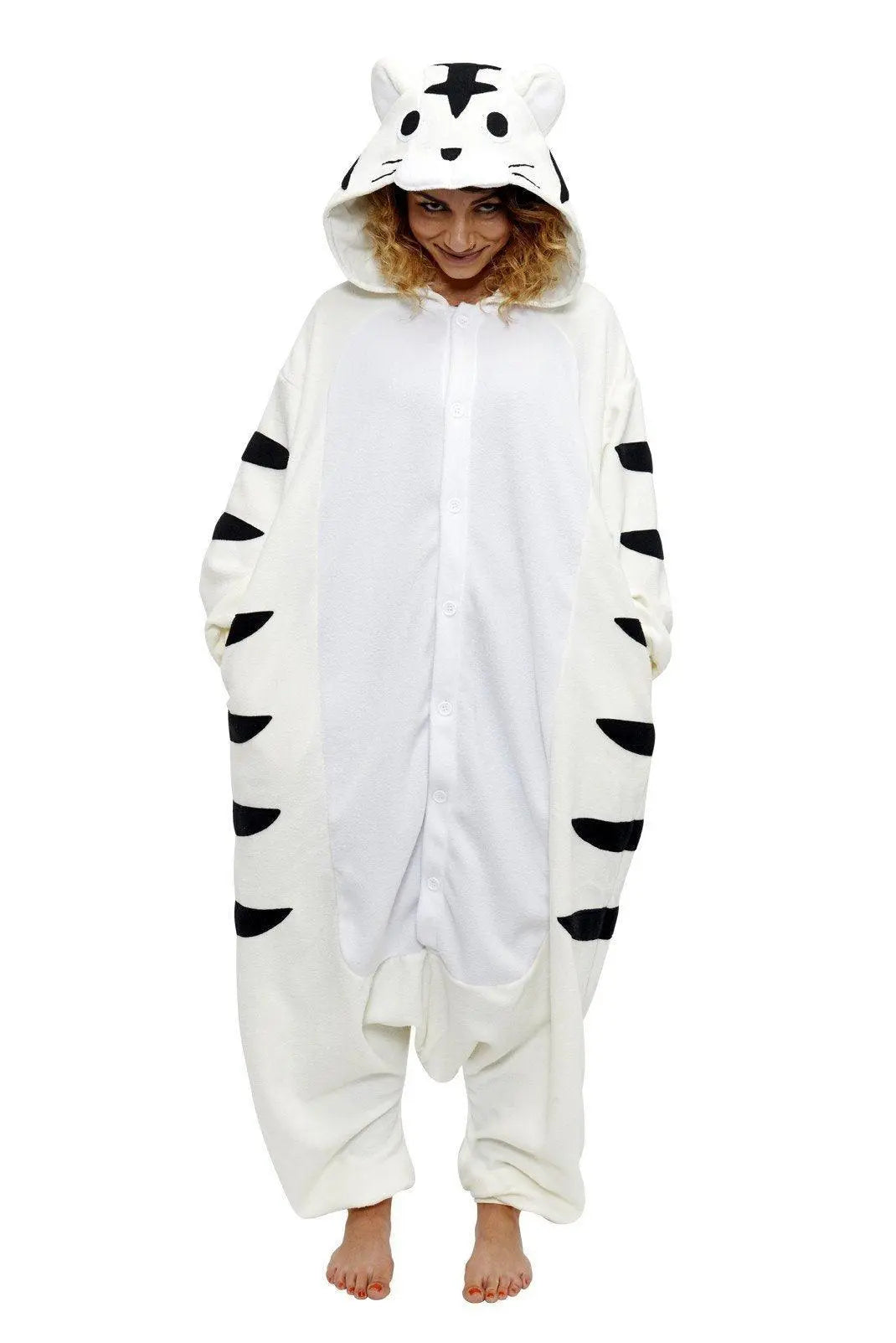 White Tiger Pajamas Kigurumi Onesies Hoodie Animal Costume - Pajamasbuy