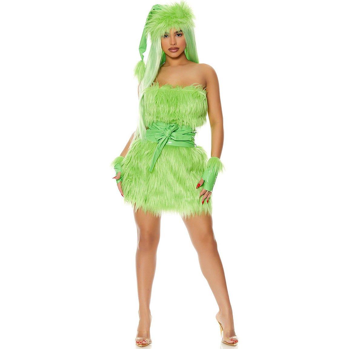 Adult The Grinch Costume Dress with Gloves for Halloween Christmas - Pajamasbuy