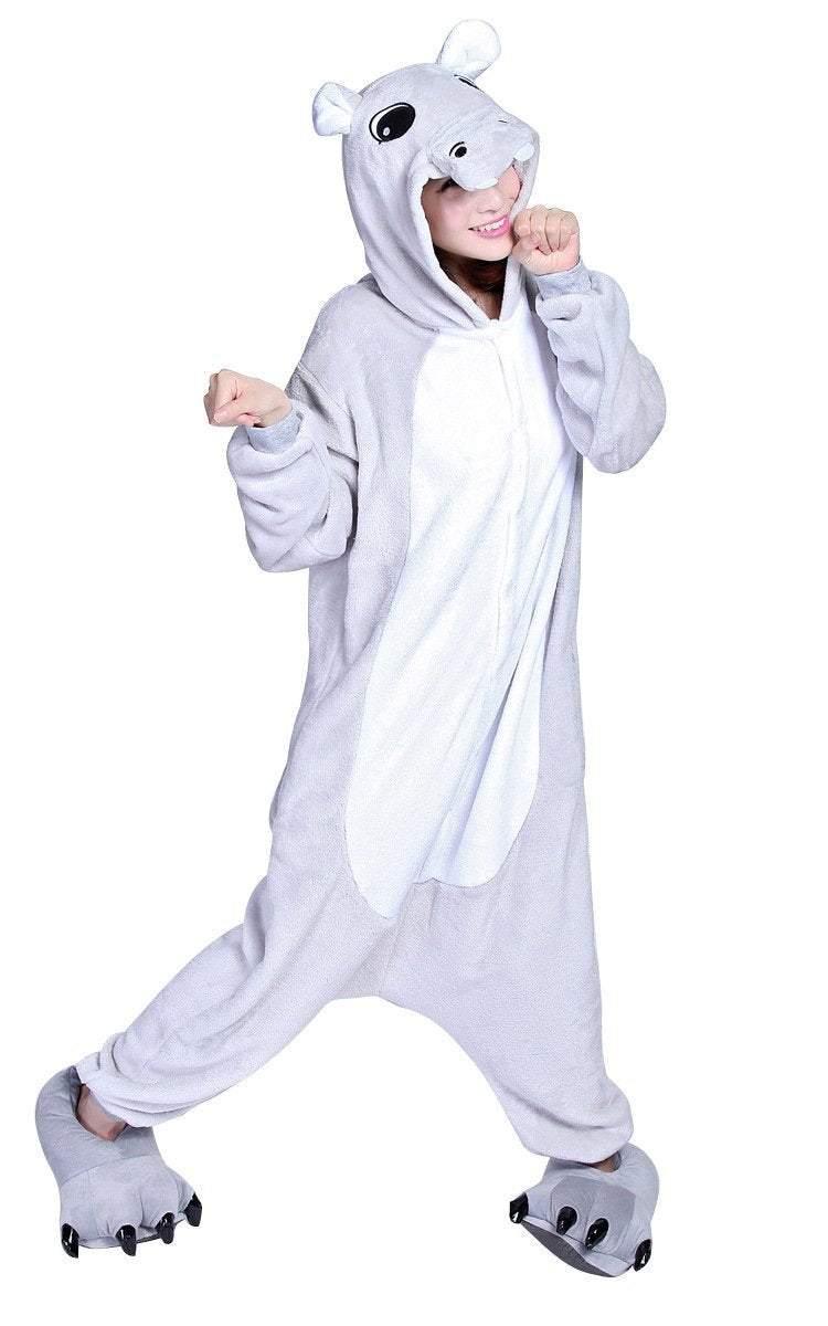 Adult Unisex Hippo Onesies Hoodie Kigurumi Costume Pajamas - Pajamasbuy