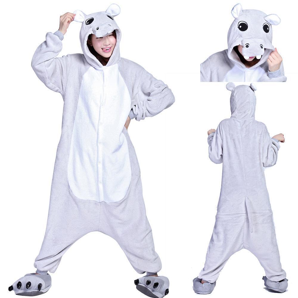 BuyAdult Unisex Hippo Onesies Hoodie Kigurumi Costume Pajamas Now Cheaper With 3 - 5 Days Ship - PajamasBuy