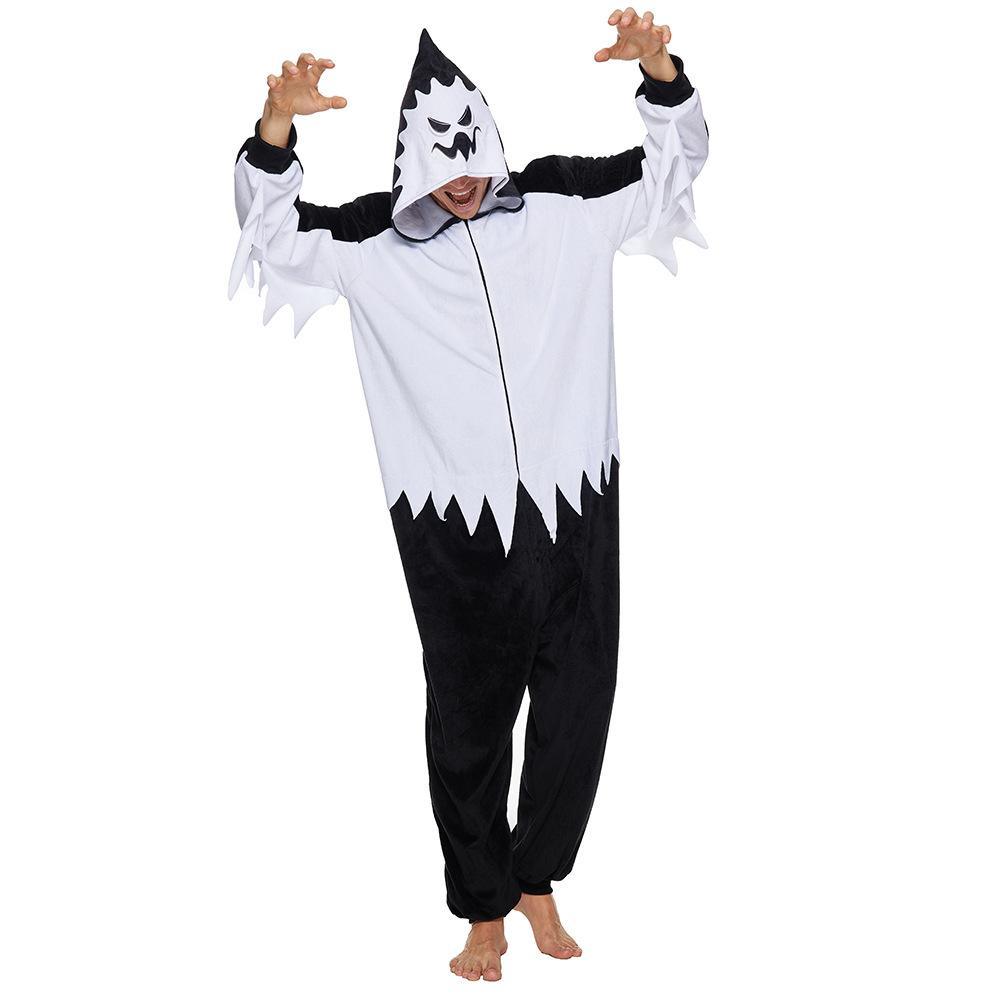 Adult White Haunt Fluffy Ghost Hooded Pajamas Halloween Horror Costume Scream - Pajamasbuy