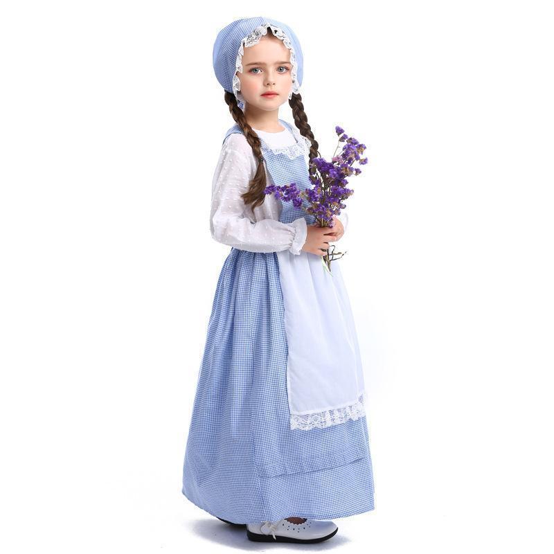 Alice Lolita Maid for kids Blue Farm Florist girl dress kids Maid Cosplay Costume - Pajamasbuy