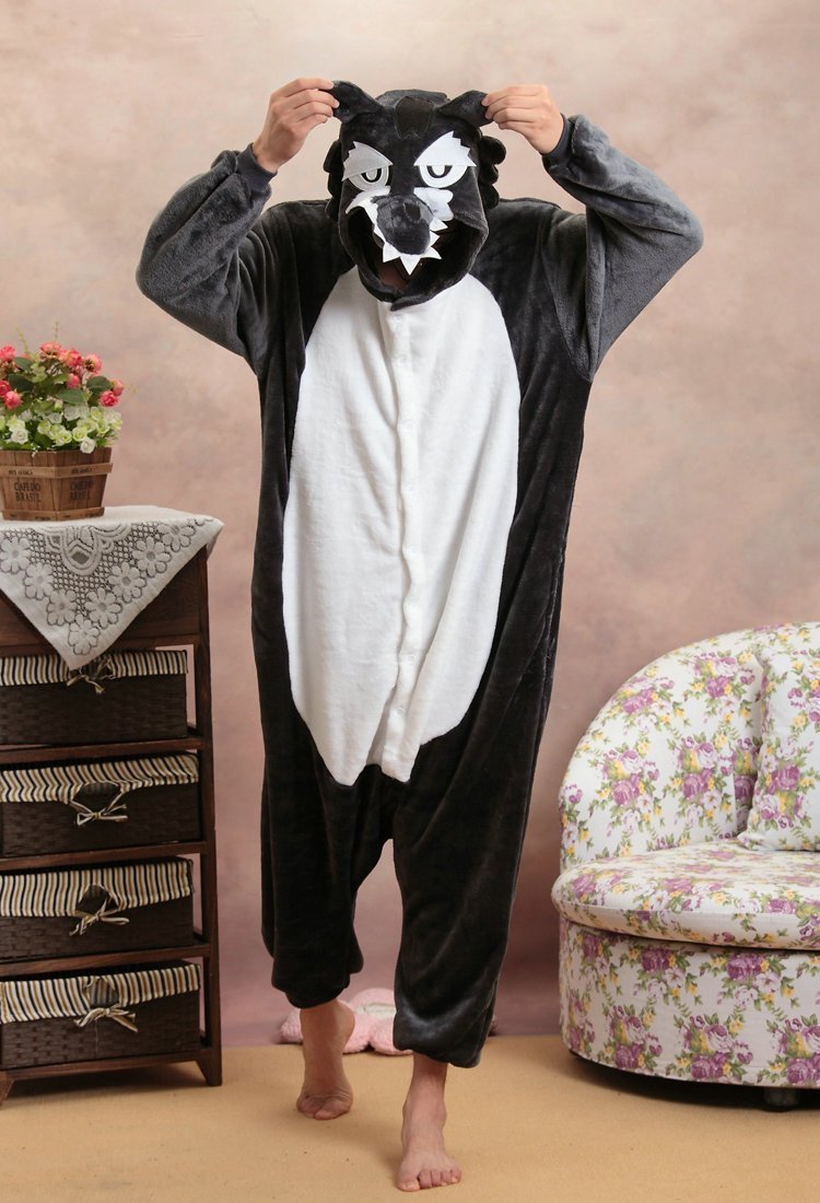 BuyAnimal Adult Pajamas Timber Wolf Hoodie kigurumi Now Cheaper With 3 - 5 Days Ship - PajamasBuy