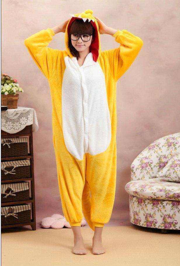 Animal Adult Yellow Dinosaur Onesie kigurumi Costume Pajamas - Pajamasbuy