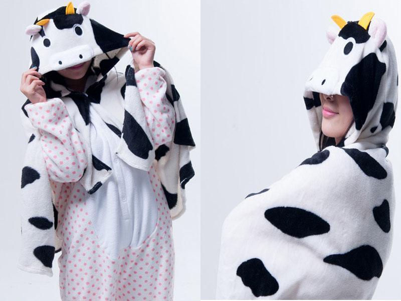 Animal Cute Kigurumi Cow Cosplay Costume Hoodie Cloak - Pajamasbuy