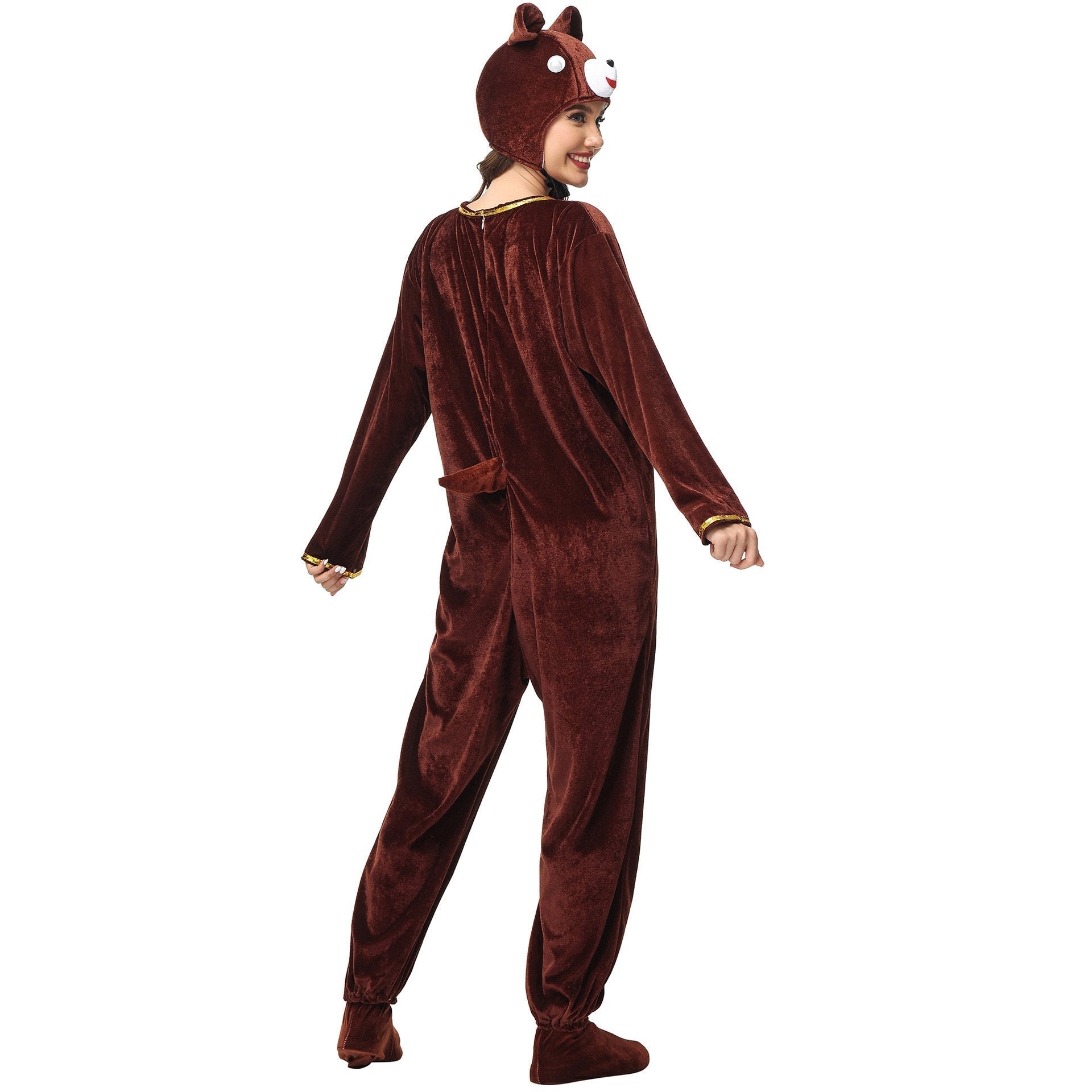 BuyAnimal kigurumi onesies Brown Bear Costume Cozy Gold Velvet Pajamas Now Cheaper With 3 - 5 Days Ship - PajamasBuy