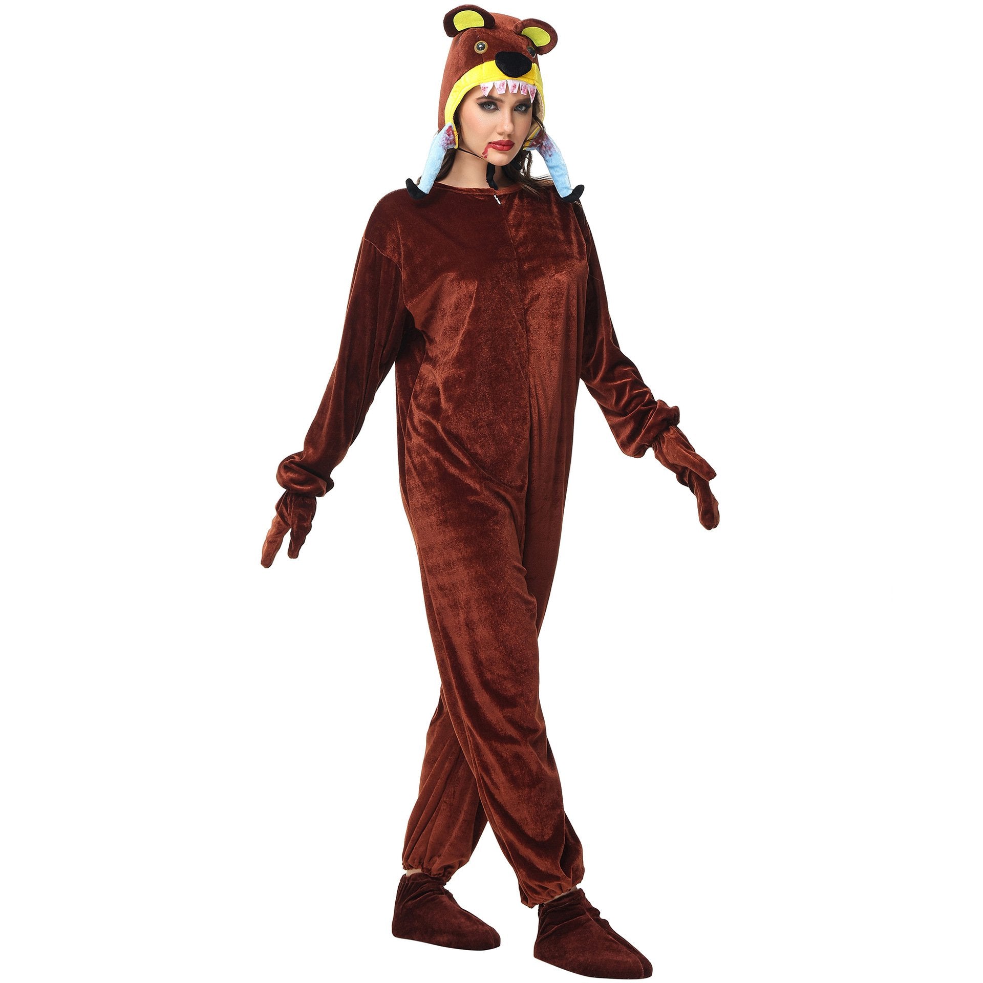 BuyAnimal kigurumi onesies Cannibal Bear Costume Funny Pajamas for Halloween Now Cheaper With 3 - 5 Days Ship - PajamasBuy