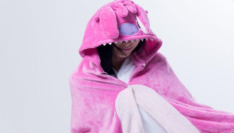 BuyAnimal Kigurumi Pink Stitch Cosplay Costume Hoodie Cloak Shawl Now Cheaper With 3 - 5 Days Ship - PajamasBuy