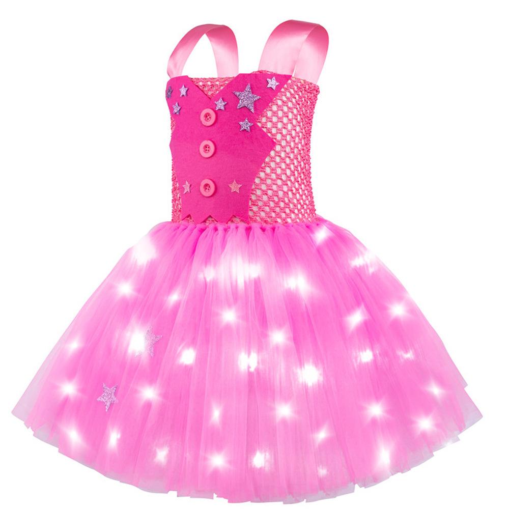 BuyBarbie Movie Margot Barbie Pink Glow Tutu Dress Halloween Outfits Cosplay Costume Kids Now Cheaper With 3 - 5 Days Ship - PajamasBuy