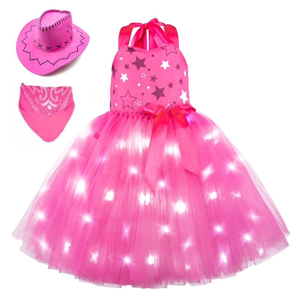 BuyBarbie Movie Margot Barbie Pink Glow Tutu Dress Halloween Outfits Cosplay Costume Kids Now Cheaper With 3 - 5 Days Ship - PajamasBuy