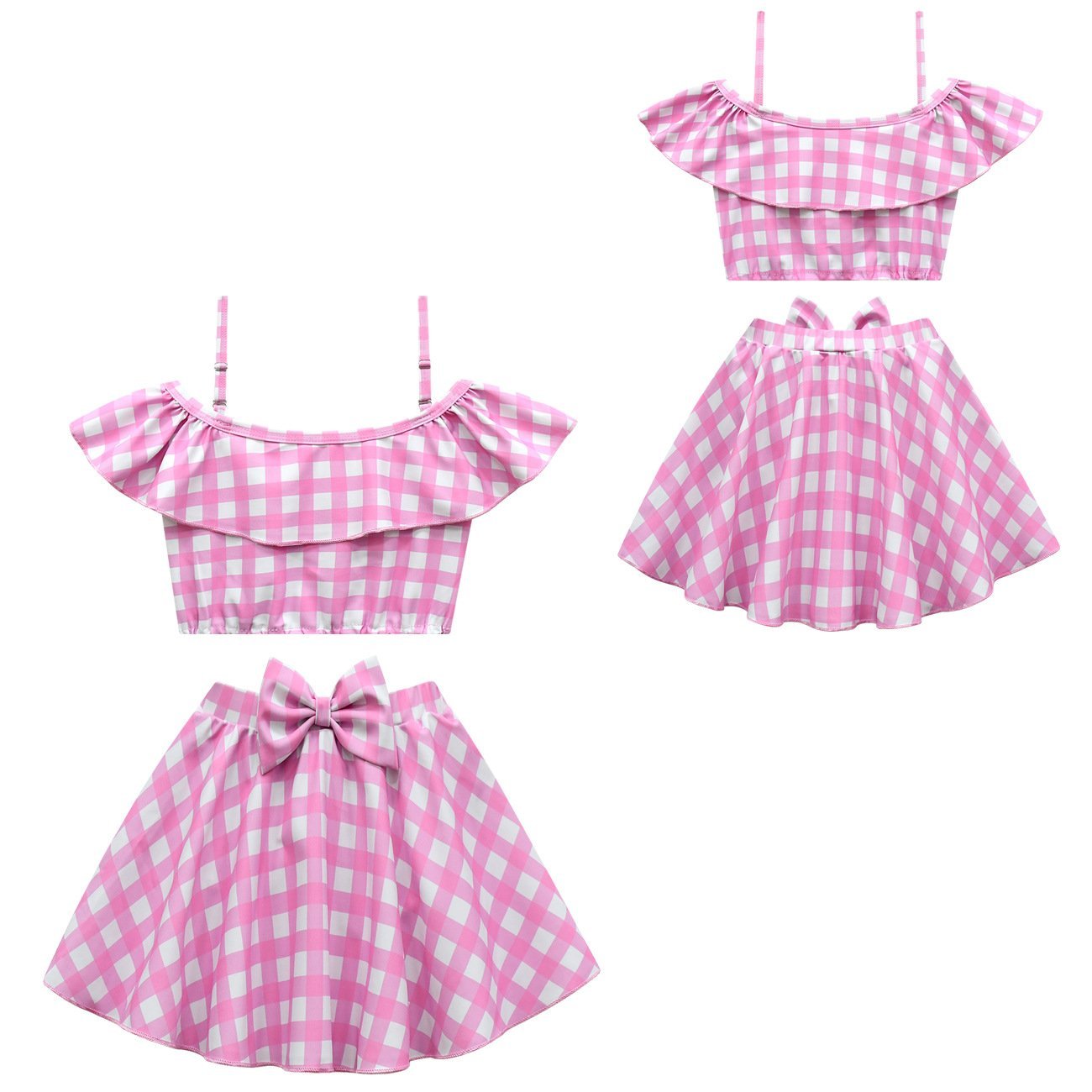 BuyBarbie Movie Margot Robbie Barbie Plaid Kids Swimsuit Outfits Cosplay Costume Now Cheaper With 3 - 5 Days Ship - PajamasBuy