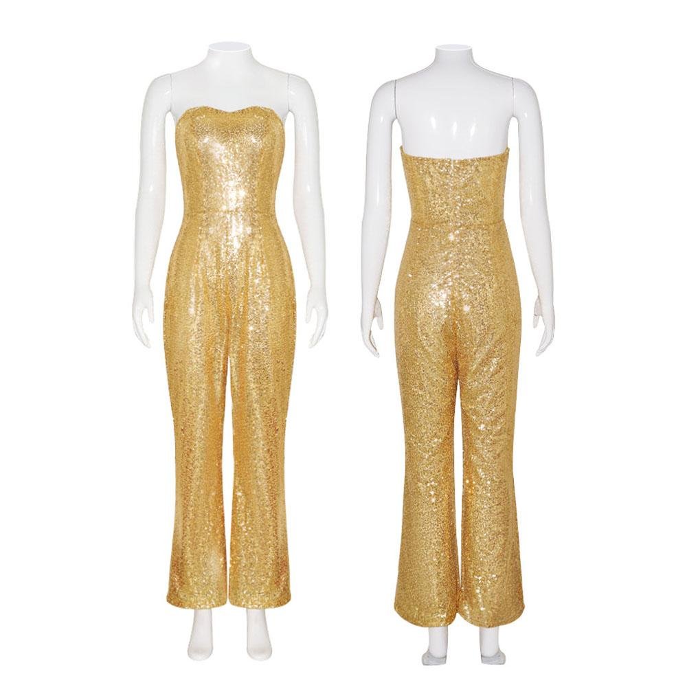 BuyBarbie Movie Margot Robbie Gold Disco Jumpsuits Cosplay Costume Halloween Carnival Suit Now Cheaper With 3 - 5 Days Ship - PajamasBuy